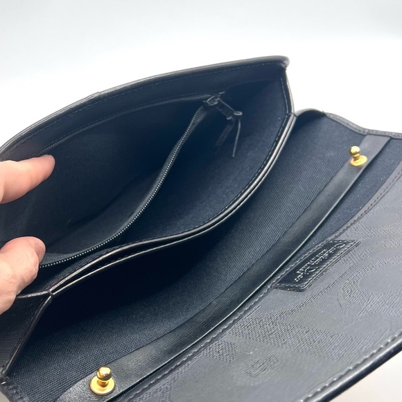Authentic Christian DIOR Vintage Black PVC x Leather Clutch